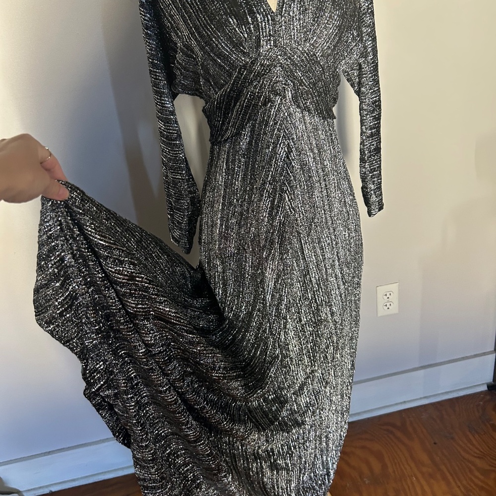 Vintage 70s Incredible Silver Metallic Maxi Dress - Picture 4 of 6